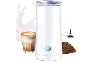 Huogary Milk Forther Simple Milk Frother and Steamer 2-in-1 Milk Steamer with Hot Milk Foam and Hot Milk for Latte, Macchiato, Cappuccinos (white)