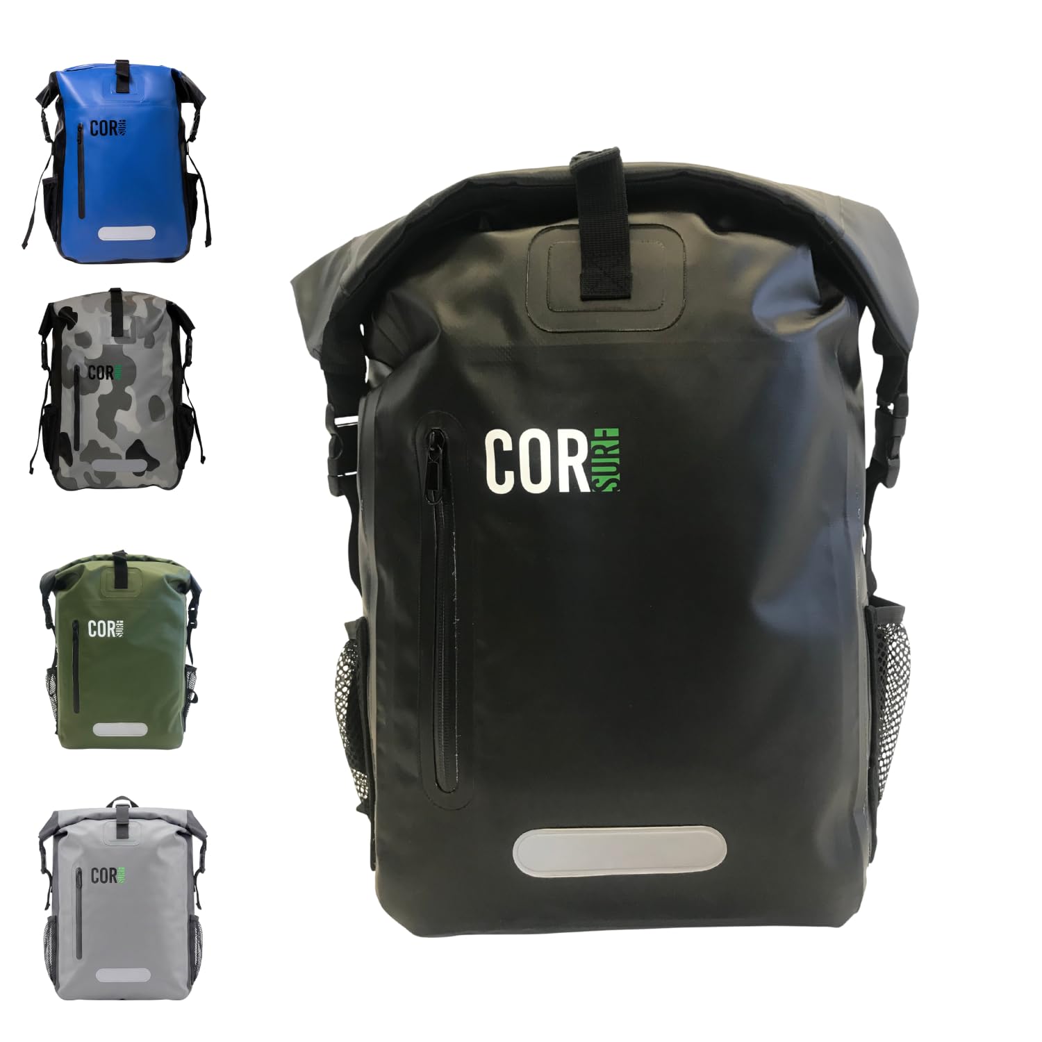 COR Surf Waterproof Backpack - Roll Top Dry bag Rucksack with Padded Laptop Sleeve, Welded Seams and Ergonomic Shoulder Pads, Ideal for Boating, Hiking, Kayaking, Commuting (25L, Black)
