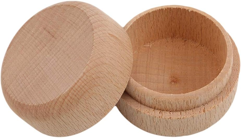 kemai Wooden Ring Box Mini Round Jewelry Trinket Soap Box Jewellery Container Case for Weddings