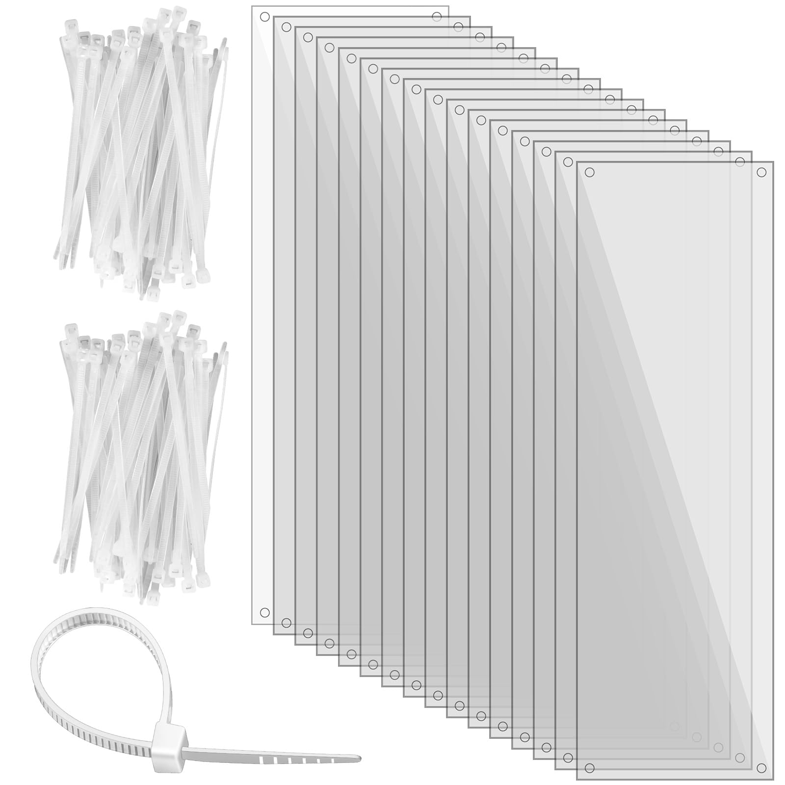 Photo 1 of Sweetude 16 Pcs Pet Cage Liner 14'' x 4.5'' Cage Urine Guard Side Lining Clear Sheet Rabbit Guinea Pig Side Lining with Holes Zip Ties for Hedgehog Hamster Chinchilla Rabbit and Other Small Animals