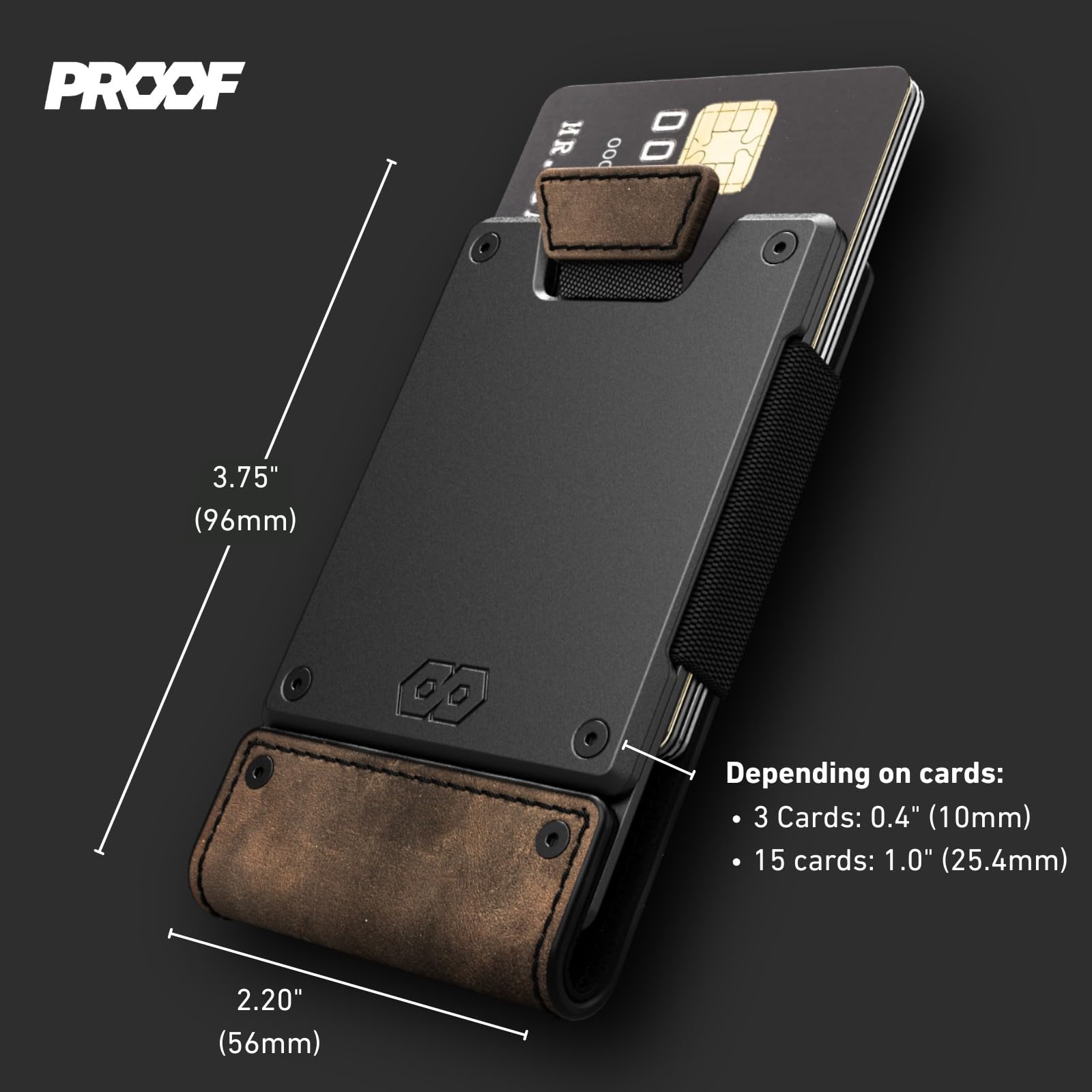 PROOF Wallet | Slim Minimalist Wallets for Men | Leather & Metal | RFID Wallet | Front/Back Pocket | Gift Box | Veteran Owned