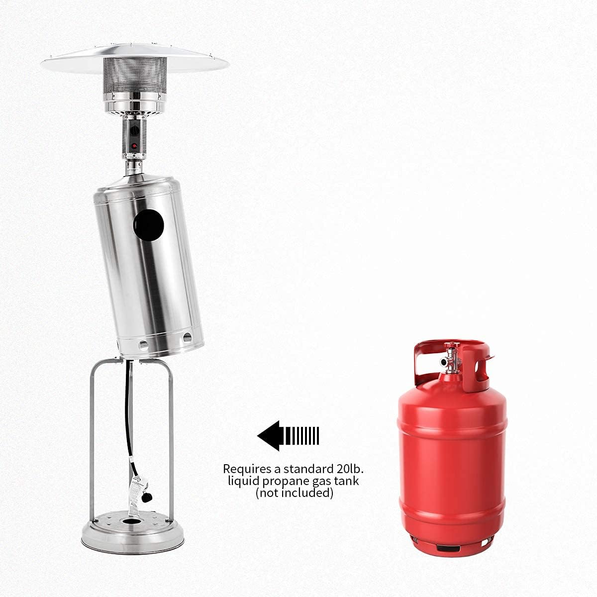 KEZATO 46,000 BTU Stainless Steel Propane Outdoor Patio Heater with Cover and Wheels for Residential or Commercial Use: Kitchen & Dining