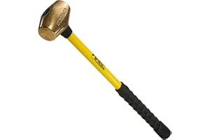 ABC HAMMERS Brass Sledge Hammer - 6 lb. USA Made Non-Sparking Hammer with 24" Fiberglass Handle & Double Faced Head - ABC6BFBS