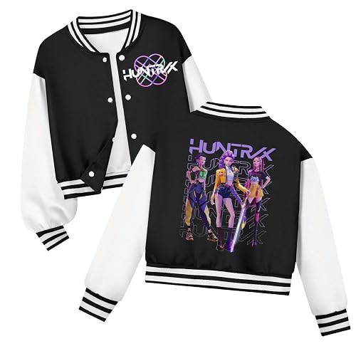 K pop Demons Hunters Sweatshirt for Kids Girls Boys, Hoodies Y2k Pullover Cartoon Print Sweatshirt, Huntrix Hip Hop Streetwear Fashion Sweatshirt A-black