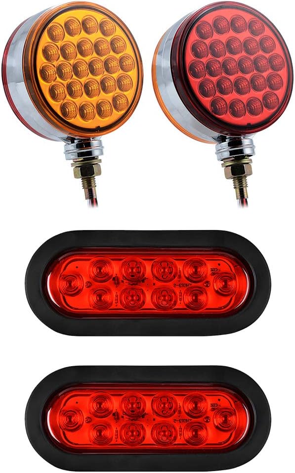 2pcs Double Face Round 48LED Pedestal Lights + 2pcs 6 inch