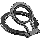 FiKavi Slim Magnetic Phone Ring Holder for Magsafe, Lightweight Phone Finger Snap Grip Kickstand Accessories Compatible with iPhone Pixel, Portable Mini Phone Stand Works with Magnetic Car Mount