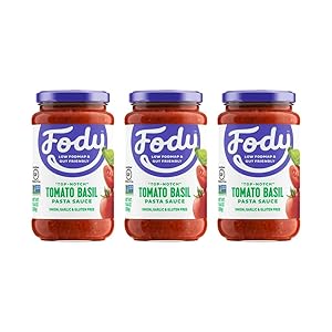 Fody Food Co, Tomato Basil Pasta Sauce, Low FODMAP and Gut Friendly, Gluten and Lactose Free, Garlic and Onion Free, 3 Pack