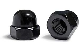 JIT FASTENER 3/8"-16 Black Acorn Cap Nuts, Stainless Steel 304 (18-8) Black Coating Acorn Nuts, 10Pcs-Pack