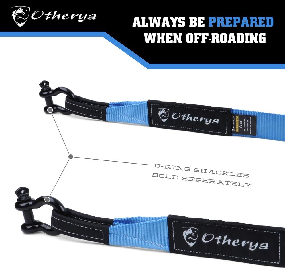 Recovery Tow Strap 3'' x 30 ft - Lab Tested 30,000lb Break Strength - Heavy Duty Draw String bag Included - Triple Reinforced Protective Loop - Ensure Peace of Mind - Emergency Off Road Towing Rope: Automotive