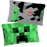 Minecraft Pillowcase 2 Pack Kids Video Game Creeper Soft for Boys, Green