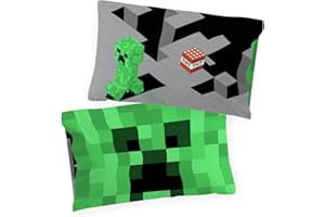 Jay Franco Minecraft Lone Creeper 2 Pack Pillowcase - Double-Sided Kids Super Soft Bedding