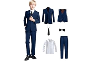 Yanlu Boy's Tuxedos Toddler Formal Suits Set Kids Blue Black Slim Fit Suit for Weddings