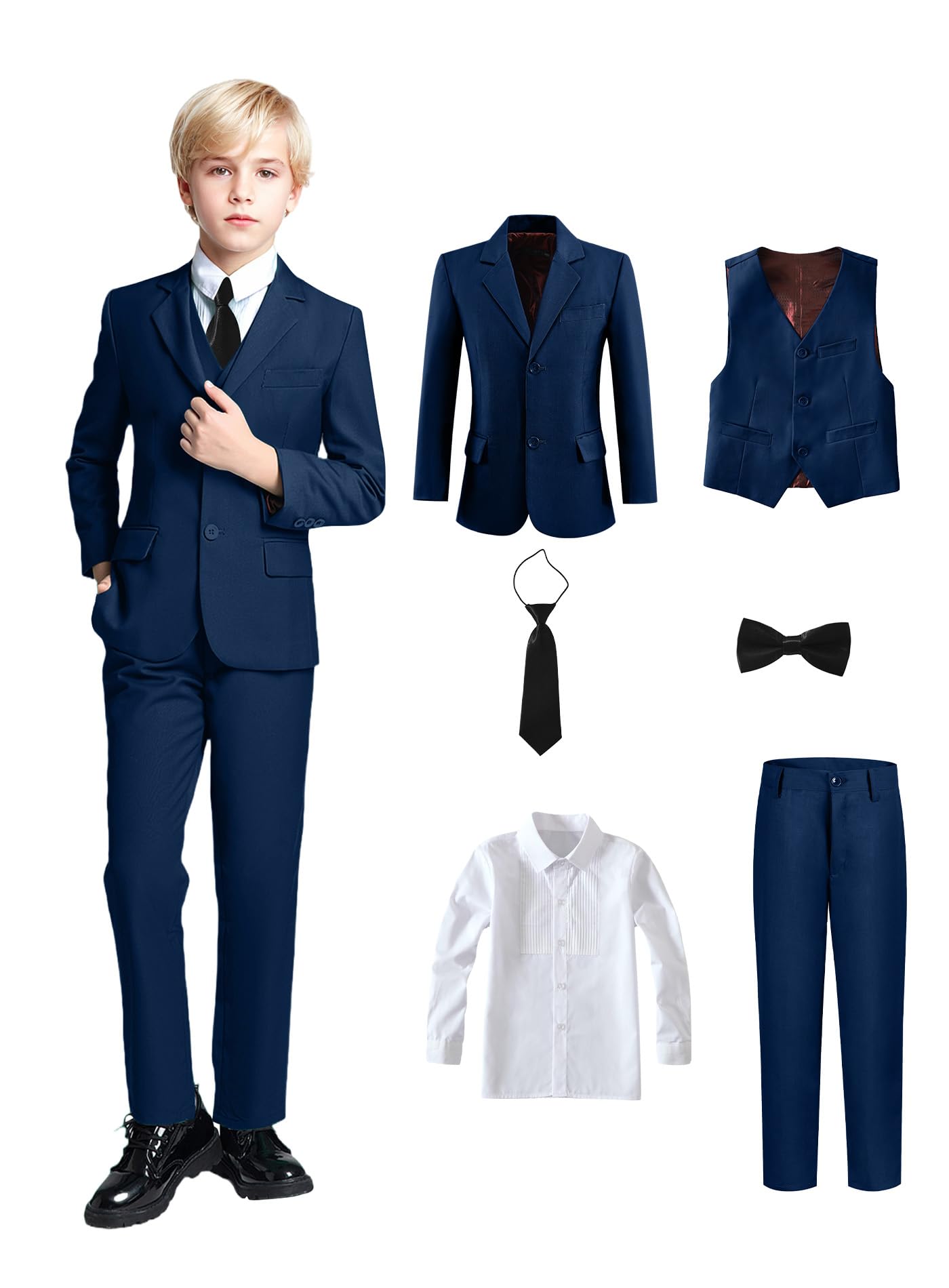 Toddler Boys Anzug-Set – 4-teiliger Kinderanzug Mit Weste, Hemd, Hose & Krawatte, Schlank Geschnitten Für Festliche Anlässe