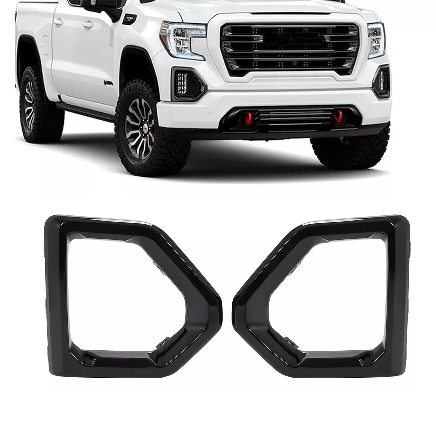 Photo 1 of 1 Pair Front Driving Fog Light Bezel Cover for 2019-2021 GMC Sierra 1500 4-Door Denali SLT AT4 Replaces 84176753 84176752