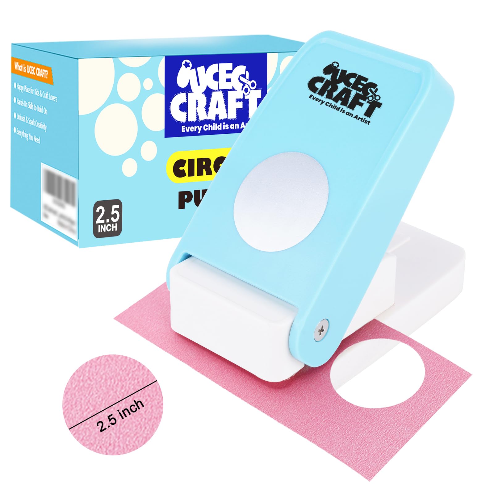 Photo 1 of UCEC 2.5 Inch Circle Punch for Paper Crafts Large Paper Circle Cutter Hole Punch Single Craft Hole Punch Shapes for Kids Adults Circle Punch Handheld Portable Hole Punch Tool
