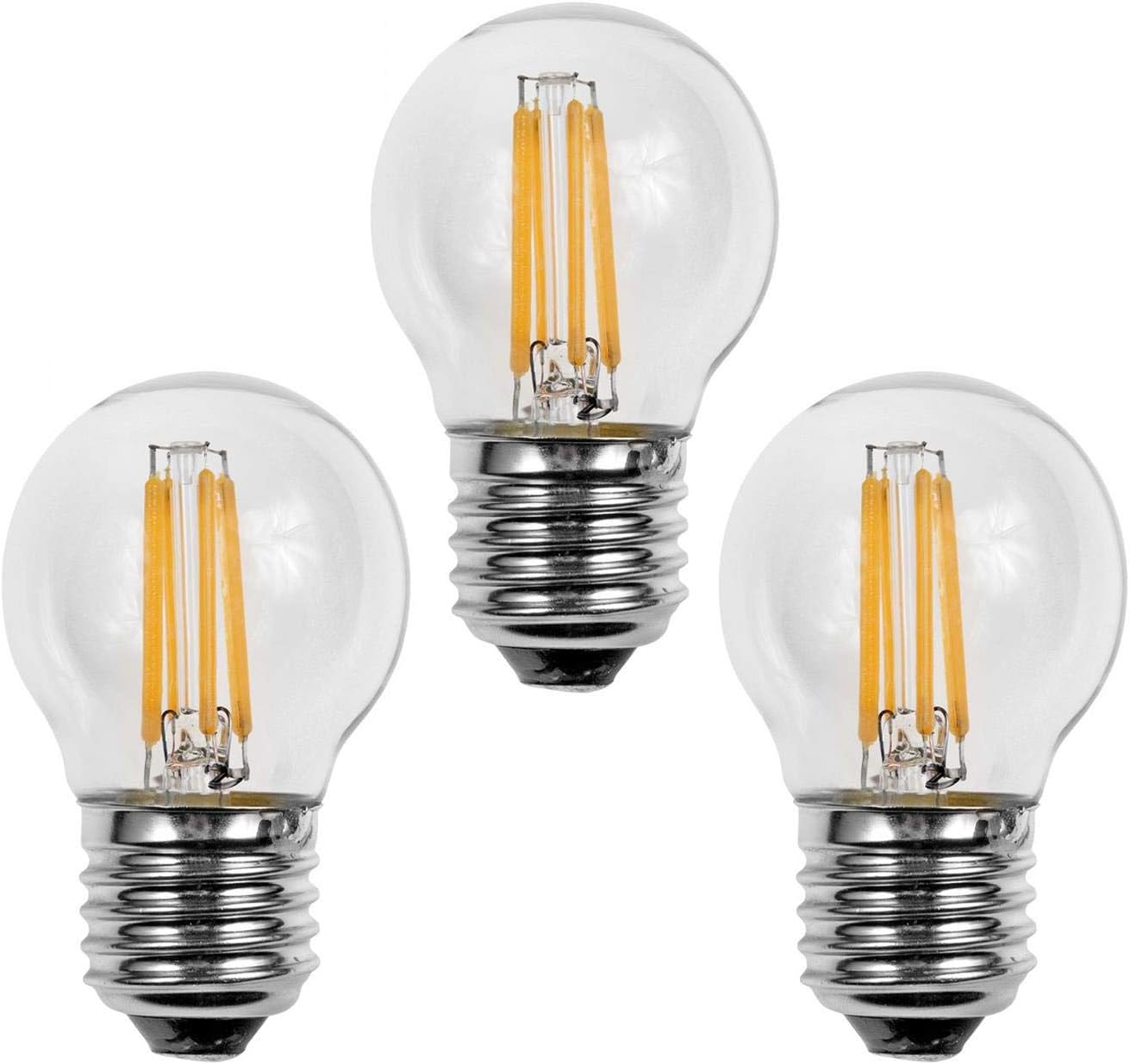 paul russells LED Filament Golf Ball Light Edison Screw E27, 25w Equivalent Replacement Bulb, 2.5W 250LM Mini Globe G45 LED Bulbs, 2700K Warm White, Energy Saving Chandelier Lightbulbs, Pack of 3