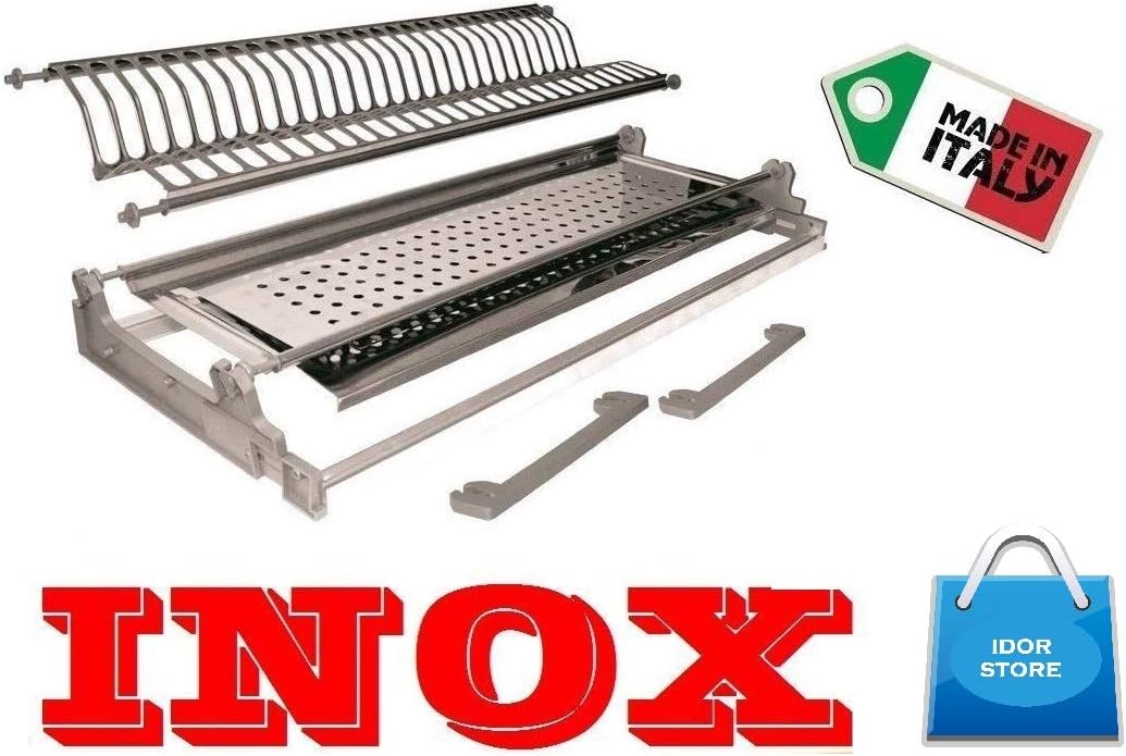 Colapiatti Ad Incasso In Acciaio Inox Con Telaio Regolabile - 86 Cm - Made In Italy