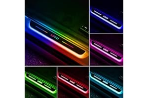 FURLERKAM 4Pcs Free Customization LED Door Sill Lights Wiring-Free Car Pedal Pathway Lights, 28 Preset Lighting Colors, Auto-Sensing, Wireless Car Door Welcome Courtesy Lights (for JJ-ee-pp Style)