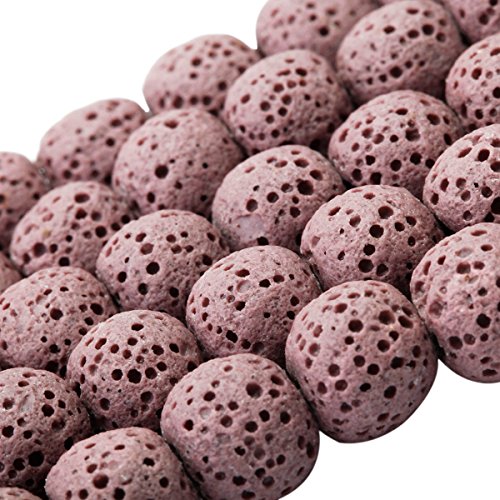 SUNYIK Pink Lava Rock Stone,Loose Bead for Jewelry Making 10mm 14"