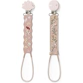Moonkie Flat Silicone Pacifier Clips (2-Pack) &ndash; One-Piece Strap Holders, Binky Clips for Baby Boys &amp; Girls, Gift-Ready Baby Essentials (Mermaid Dreams)