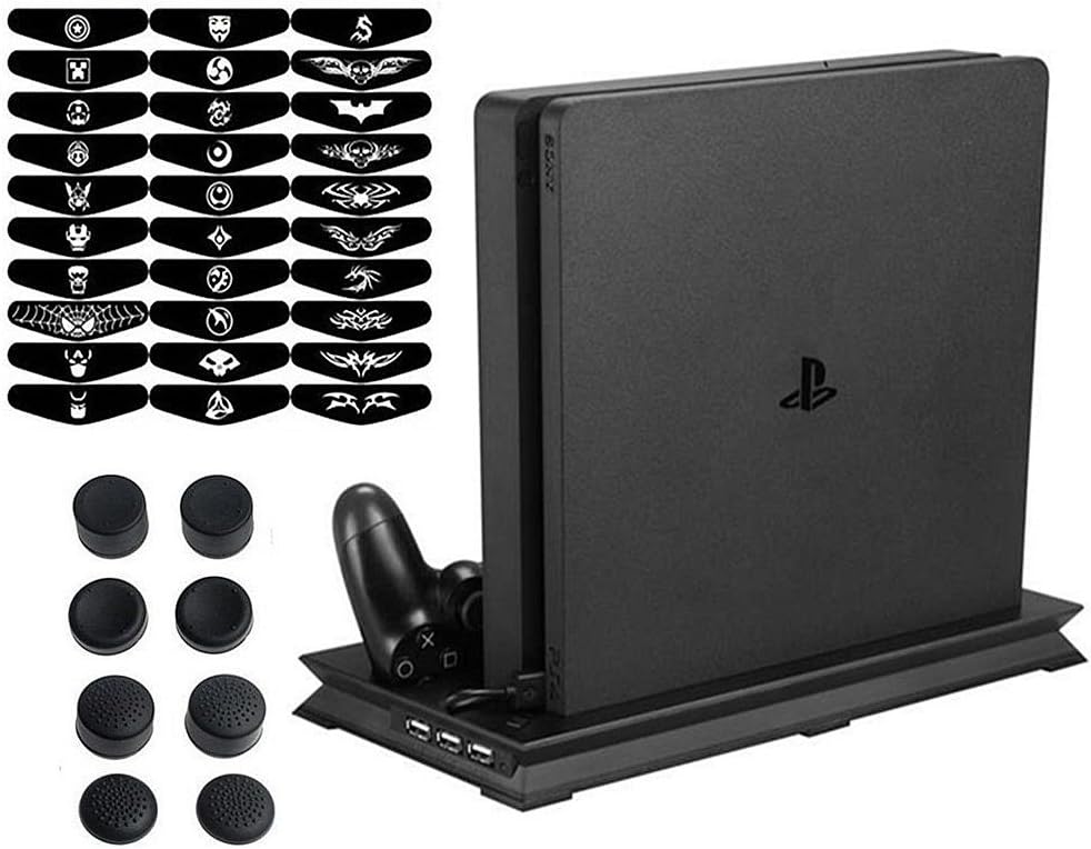 Great Polly PS4 Slim Vertical Cooling Stand with 2 Controller Charging Dock Station