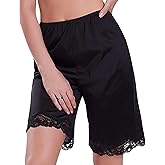 Women Culotte Half Slips Satin Bloomer Pettipants Under Dresses Lace Trim Pants Elastic Waist Liner Slip Shorts