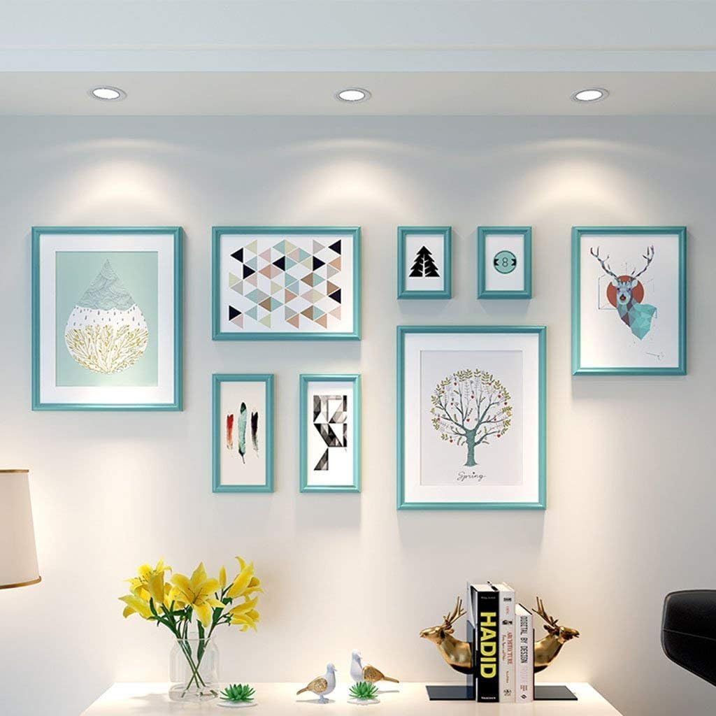 TYF Perfect Gallery 11 Piece Black+White Photo Frame Wall Gallery Kit Includes: Frames, Decorative Art Prints,Hanging Wall Template