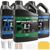 Deep Pour Epoxy Resin, 1.5 Gallon 2:1 Casting Kit, 2-4 Inch Pour | Crystal clear, low-odor formula for river tables, tabletops, wood filling, molds and crafts with a high-gloss finish