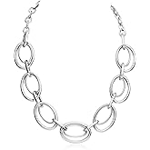 Chunky Gold Necklace for Women: 14k Gold Plated Loop Chain Link Statement Choker Necklace for Women - Chunky Fashion Pendant Jewelry