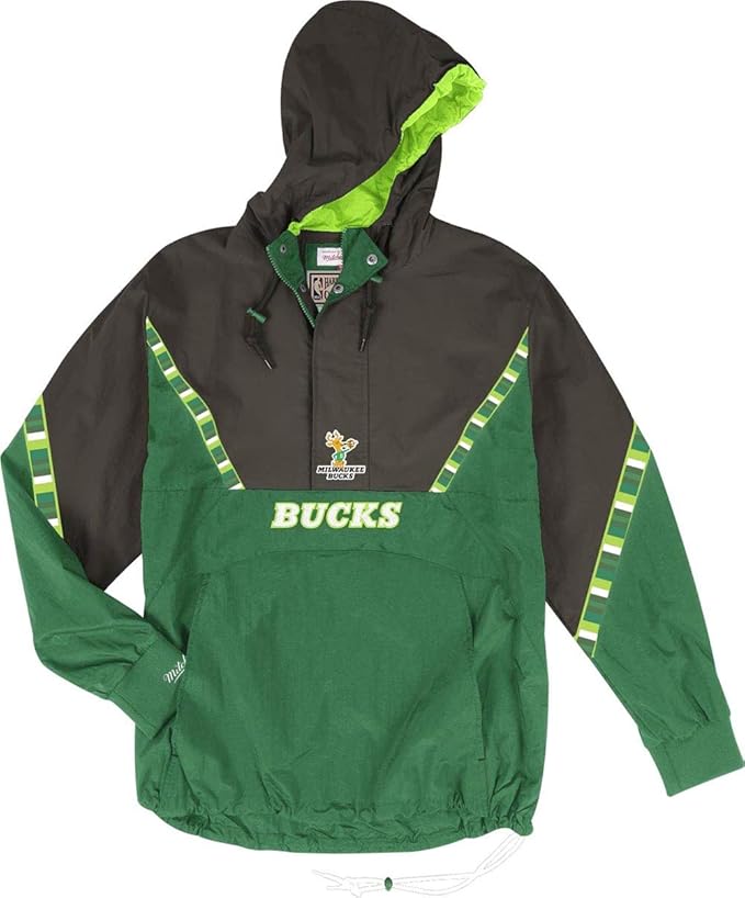 Mitchell & Ness Milwaukee Bucks Half Zip Team Colour Anorak Jacket
