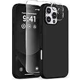 COFFKER Magnetic for iPhone 16 Pro Case, Silicone Cover, Black | Compatible with MagSafe, Screen Protector + Camera Lens Protector, Shockproof Slim Phone Case with Microfiber Lining