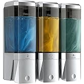 Shampoo and Conditioner Dispenser Wall Mounted No Drill, Shower Soap Dispenser 3 Chamber Shampoo Conditioner Body Wash Refillable 3 * 17oz Shower Soap Dispenser for Bathroom Hotel, Silver+Smoke Gray