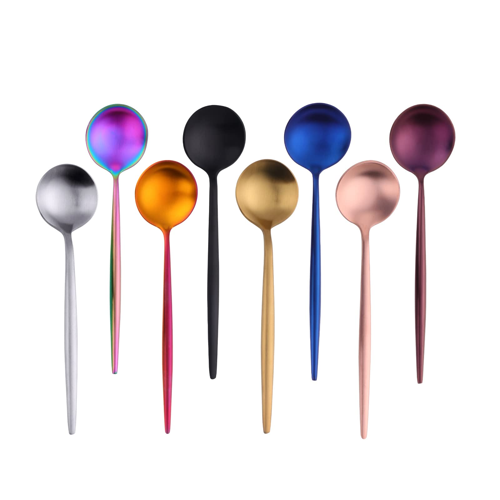 Buyer Star 8-Pieces Demitasse Espresso Spoons, 4.7 Inches 18/8 Stainless Steel Coffee Spoons, Matte Polish Mini Teaspoons Set for Coffee Sugar Dessert Cake Ice Cream Cappuccino (Colorful)
