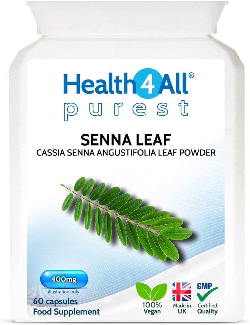 Senna Leaf 400mg 60 Capsules, Herbal Overnight Relief, Stool Softener, Regularity Supplement, Vegan Cassia Angustifolia Leaf