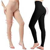 2 Pairs Medical Compression Pantyhose for Women, 20-30mmHg Graduated Support Tight Pants, Opaque Footless