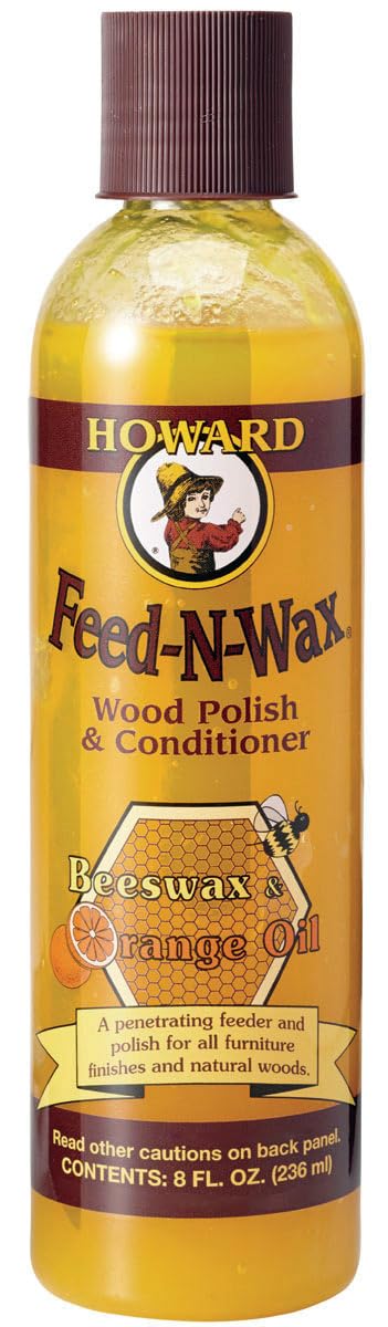 Howard Feed N Wax Wood Polish, a Conditioner with Beeswax plus Orange Oil, Furniture Restorer for Protecting All Wooden Surfaces, 236ml