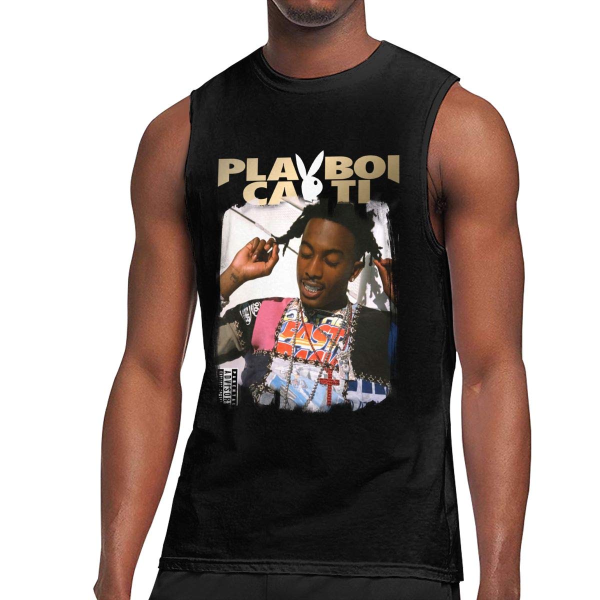 Melissajhagen Playboi Carti Sleeveless Round Neck Gym Workout T Shirt