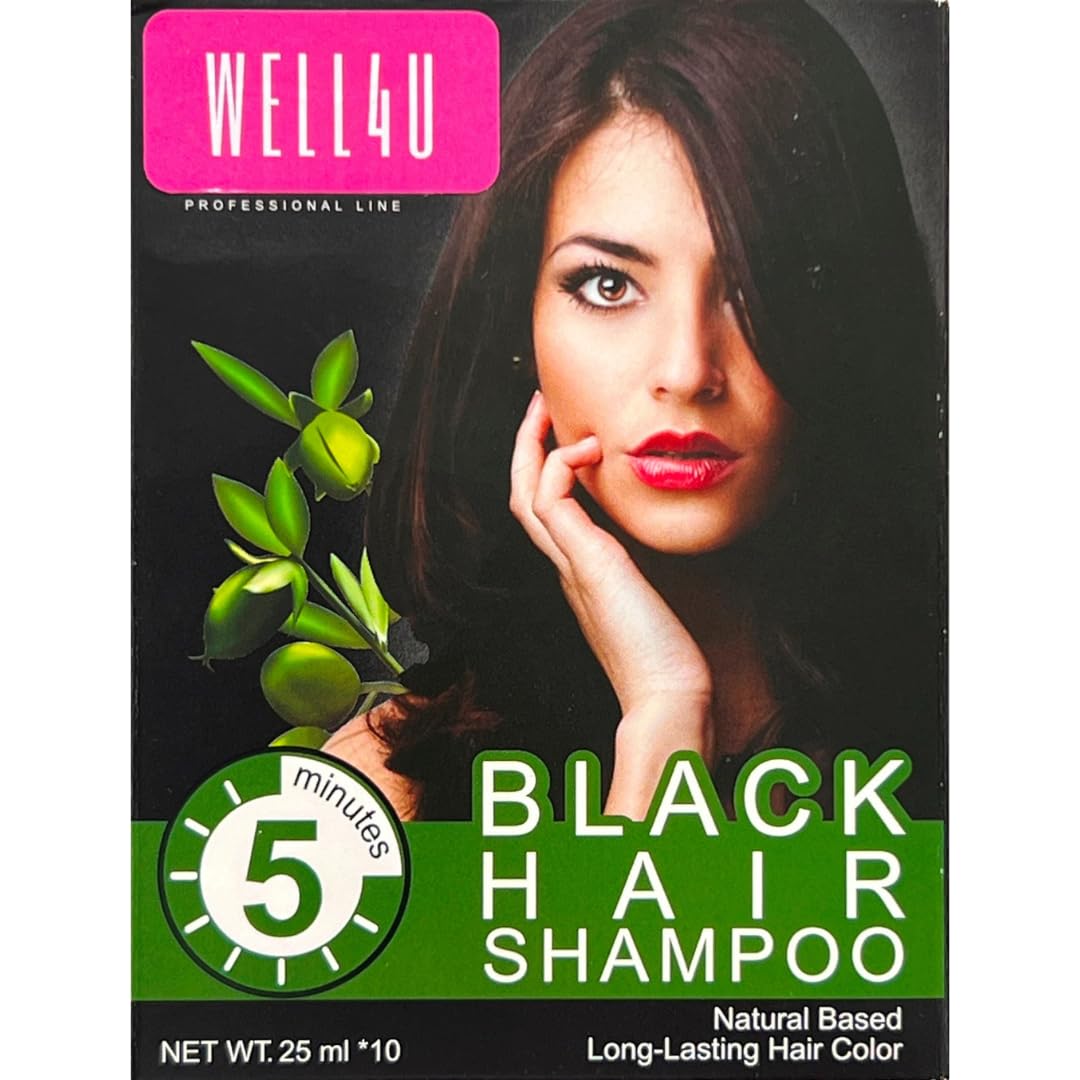 WELL4U - Black Hair Shampoo - Against Grey Hair - Black Hair Shampoo for Grey Coverage
