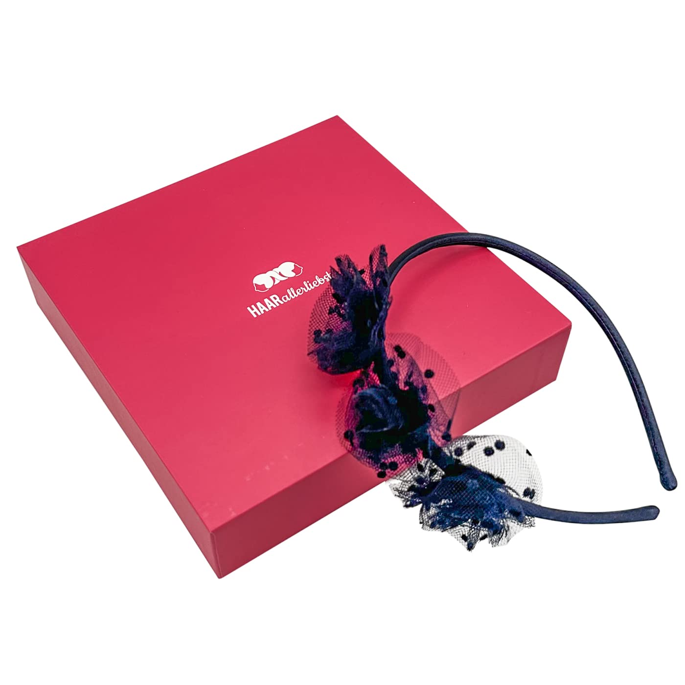 HAARallerliebst Hair Band (Tulle with Dots | Blue) for Girls with Storage Box