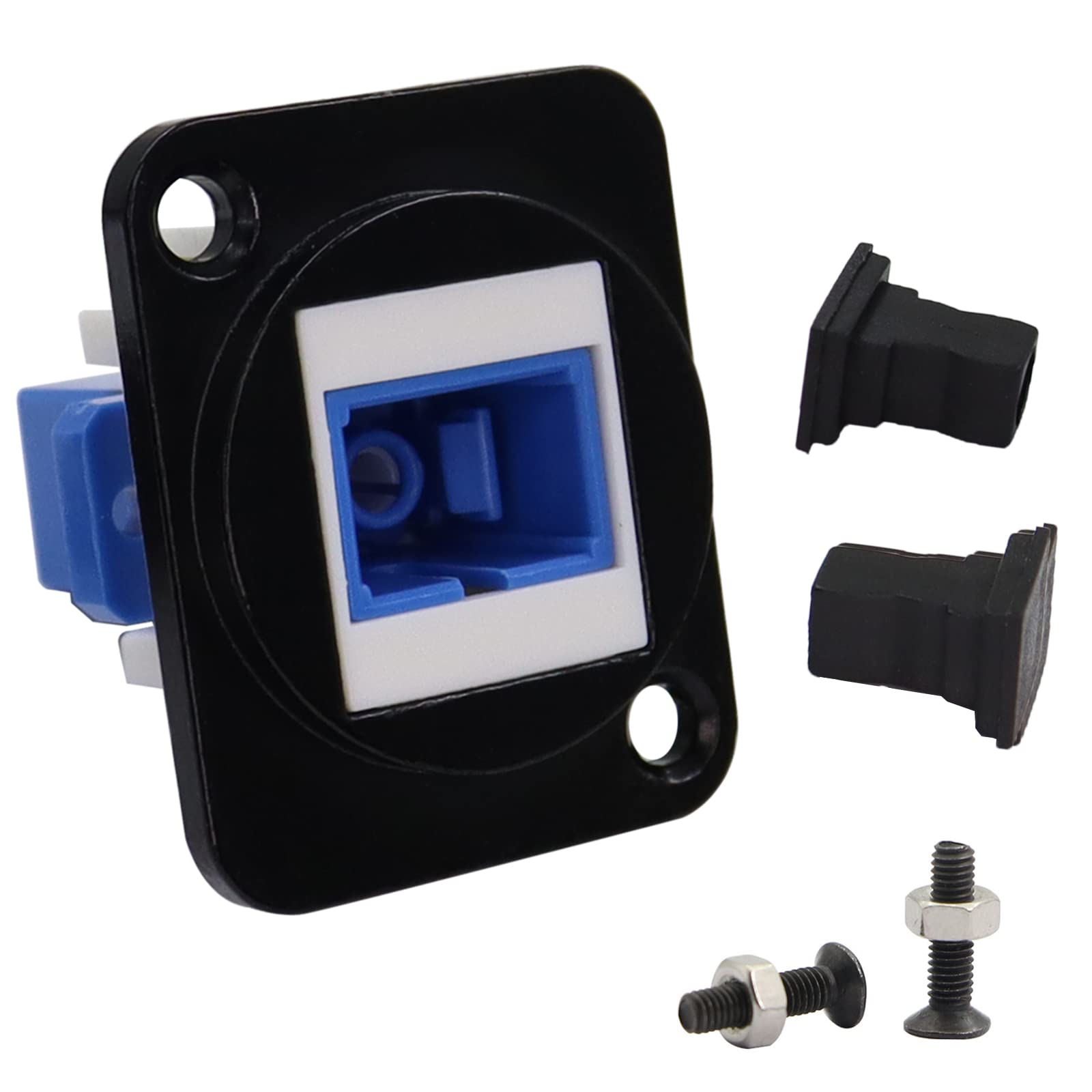 QIANRENON SC Fiber Optic Panel Adapter Connector SC Female Single Mode Fiber Optic Coupler XLR Panel Mount,for Telecom Network,Datacom,Black