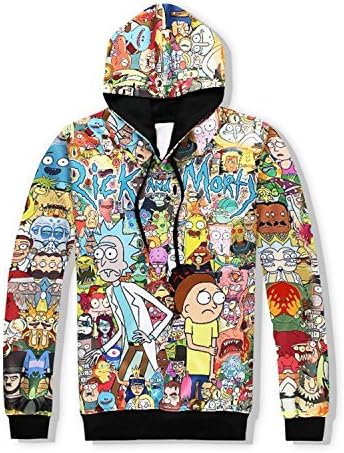 Men Women Hoodies Sweatshirt Cartoon Rick and Morty Print Fashion Hoodie Casual Pullovers (4XL, Color as The Picture)