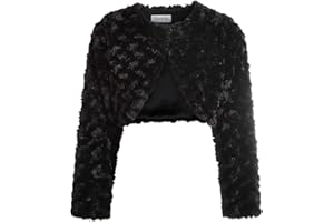 Bonnie Jean Girls Size 12M-16 Faux Fur Swirl Shrug Sweater Jacket