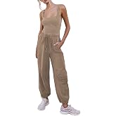 Outfeel Women Sleeveless Summer Jumpsuit One Piece Outfit | Square neck jumpsuit, Corset jumpsuit, Athleisure jumpsuit, Travel jumpsuit for women, Casual one piece outfit