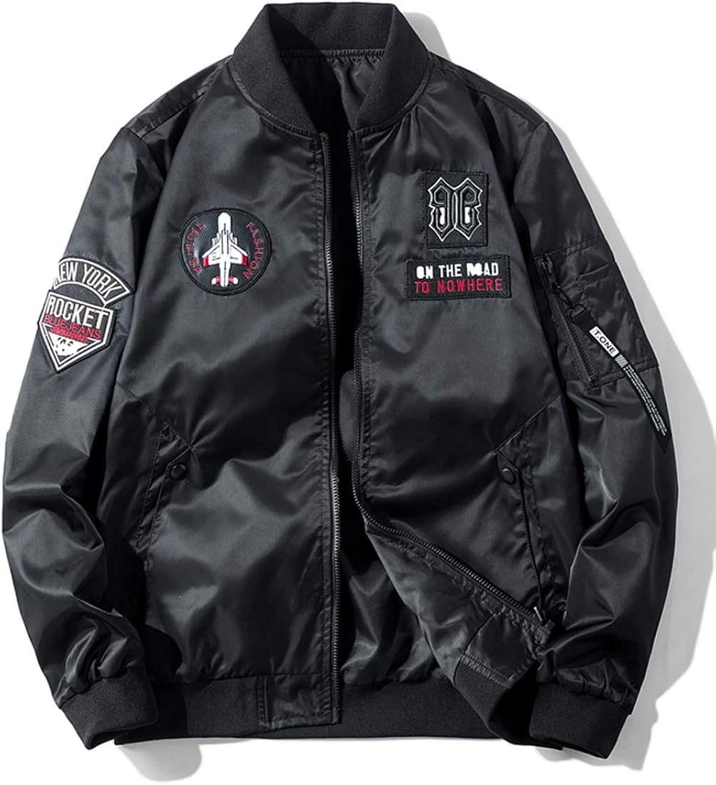 Amazon Com Men S Lightweight Reversible Ma 1 Flight Bomber Jacket Casual Spring Fall Winter Jackets Military Outerwear With Patches Clothing