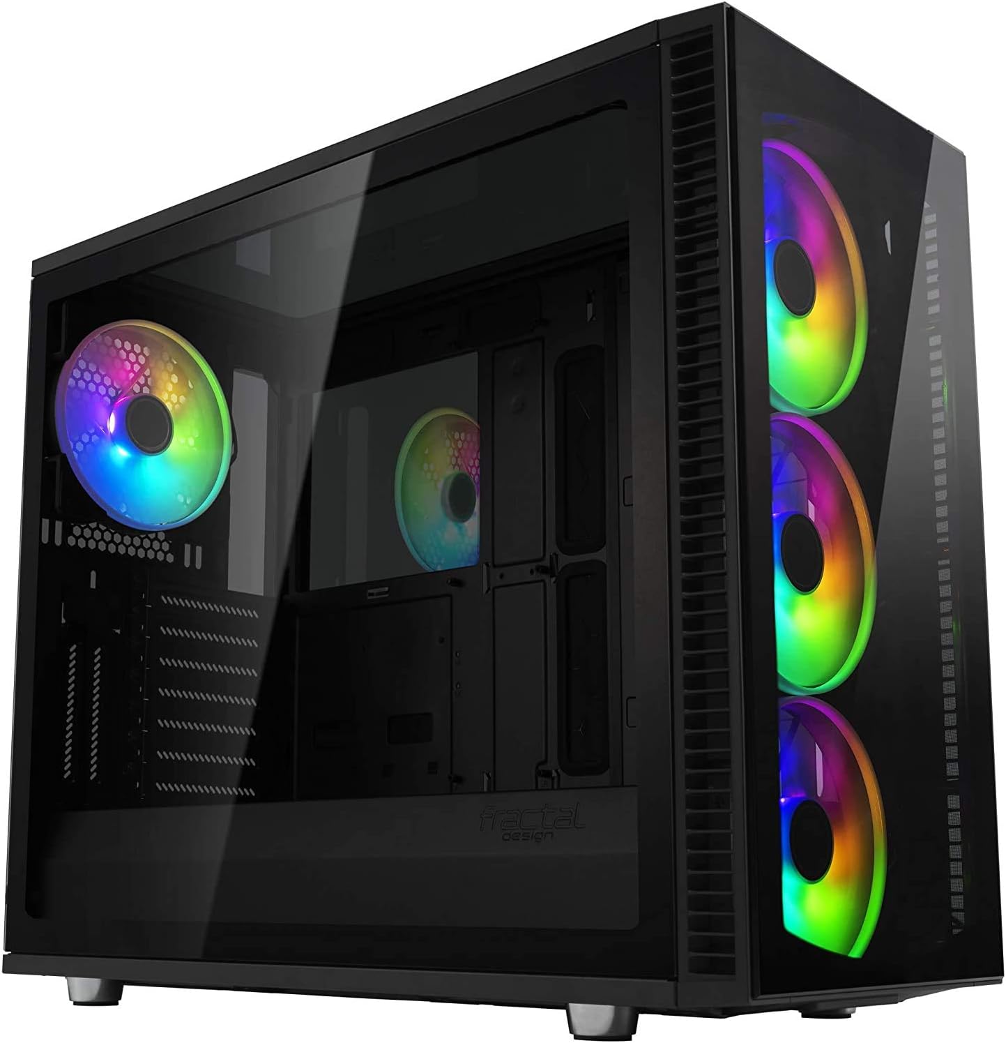 ATX Mid Tower Computer ZY-88 PC Computer Case with Tempered Glass, Pre-Installed RGB Fan with 10 Backlit Modes and LED Light Strip, 240mm AIO and 407mm VGA Support, Bottom Mount PSU