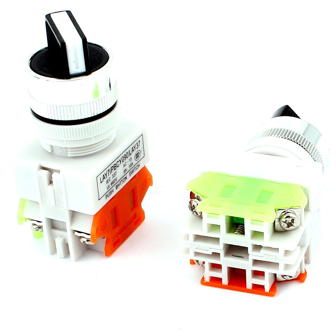 sourcingmap 2Pcs AC 660V 10A Latching NO NC DPST 2 Position Rotary Selector Switch