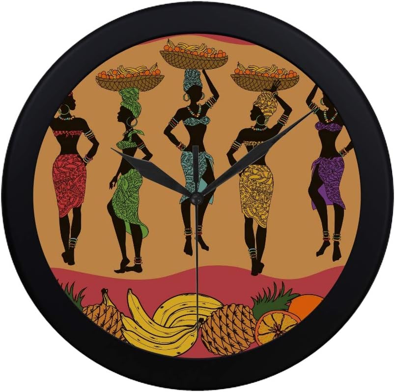 Modern Simple Colorful African Seamless Pattern Of Fruits And Be Pattern Wall Clock Indoor Non-ticking Silent Quartz Quiet Sweep Movement Wall Clcok For Office,bathroom,livingroom Decorative 9.65 Inch