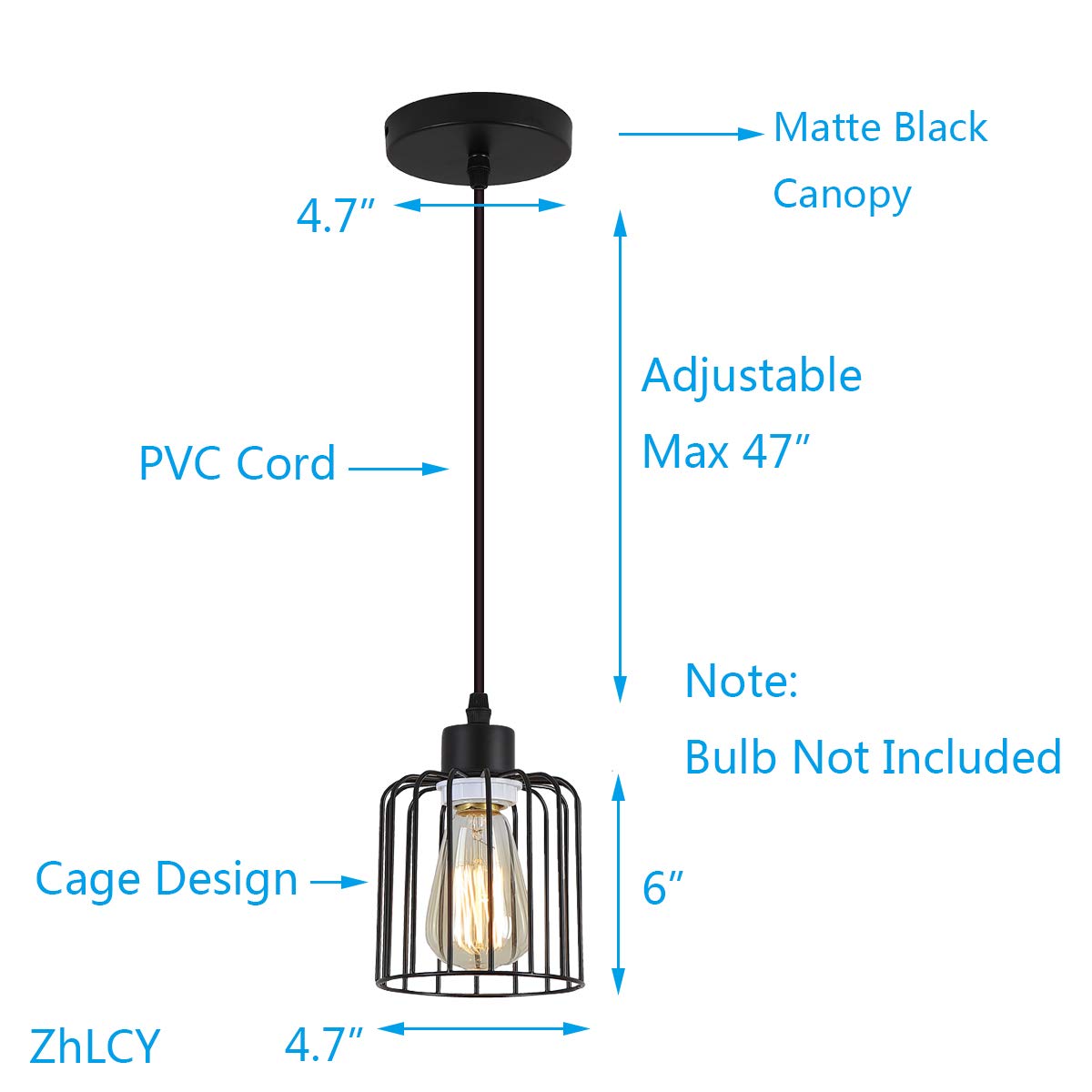 ZhLCY 2 Pack Vintage Mini Wire Pendant Lights with Matte Black Metal Shape, Industrial Caged Hanging Lights, Rustic Farmhouse Lighting Fixtures for Kitchen Loft Bar Counter Foyer Dining Room