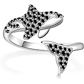 SVODEA Orca/Hammerhead Shark Ring 925 Sterling Silver Adjustable Whale/Shark Ring Sea Animal Jewelry Gifts for Women