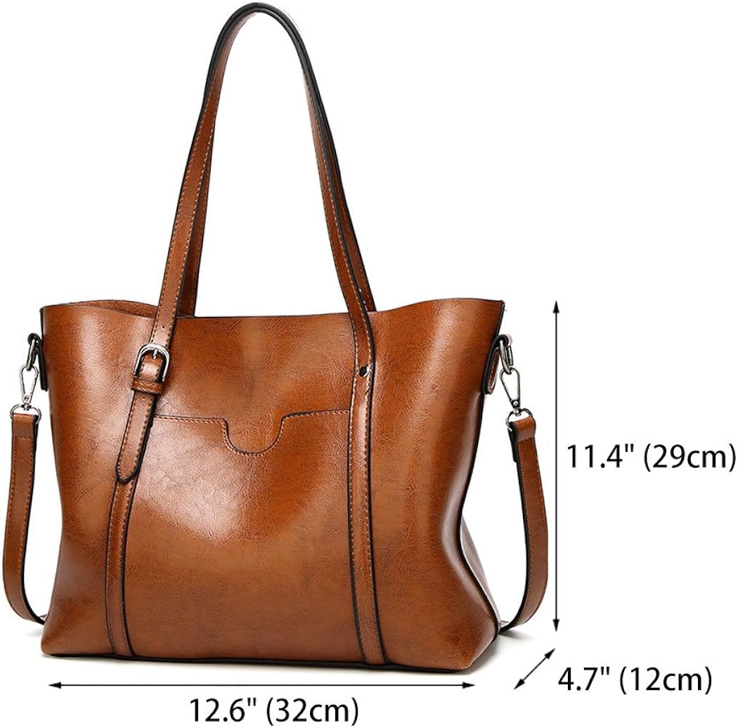 DEERWORD Women's Handbags Shoulder Bags Top-handle Faux Leather Convertible Tote Crossbody Hobo Brown - Image 5